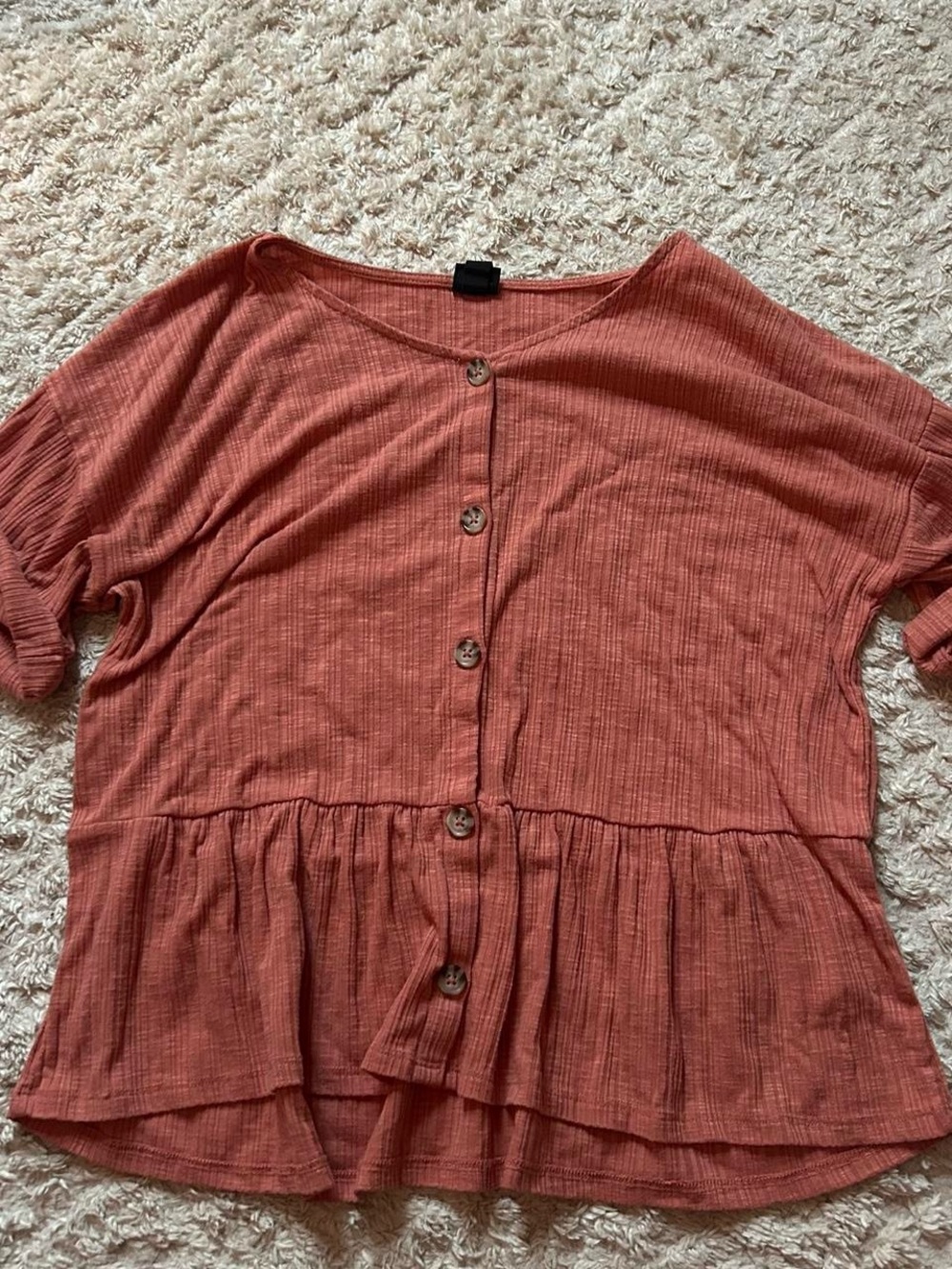 Target Women's Button-Front Peplum Top - Rust